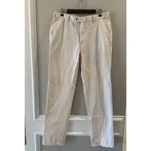 Peter Millar Cream Crown Flat Front Classic Fit Trouser Sz 36x34 Pima Cotton